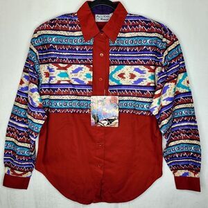 Vintage 1992 Adobe Rose Western Rodeo Button Down‎ Shirt Size Medium